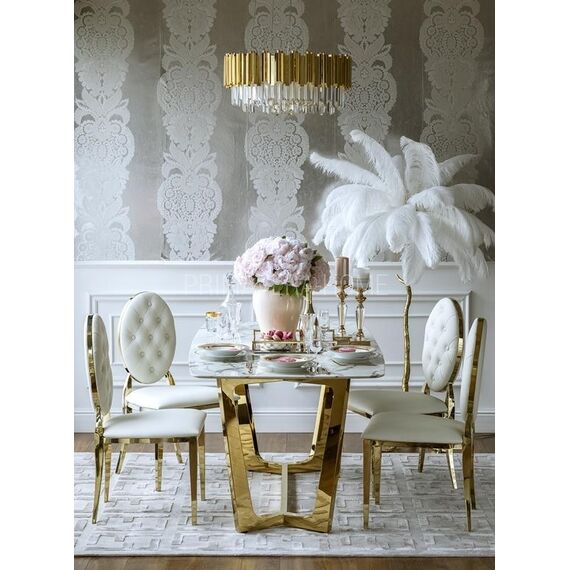 Glamor Dining Table Exclusive, Steel, Gold, brown Top 220 cm KENT OUTLET