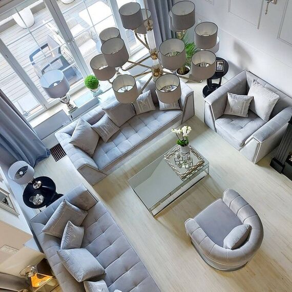 Stylish armchair Bent silver glamour for living room and dining room grey