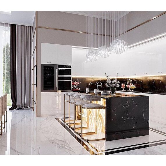 Hoker glamour nowoczesny tapicerowany do jadalni, barku, wyspy złoty beżowy MARCO