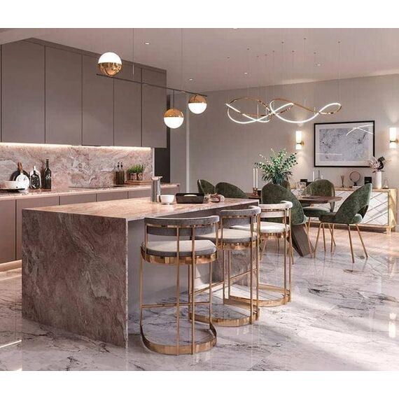 Hoker glamour nowoczesny tapicerowany do jadalni, barku, wyspy złoty beżowy MARCO