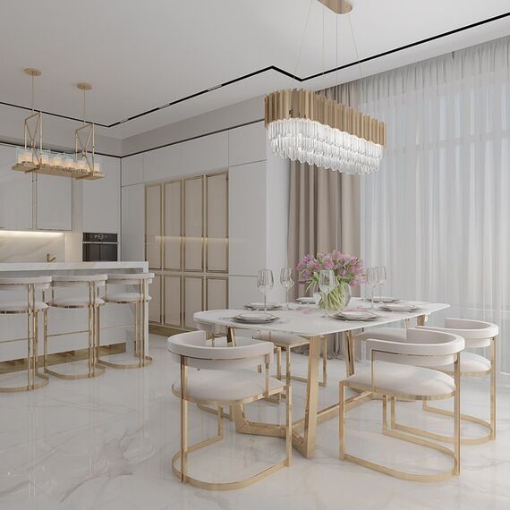 Hoker glamour nowoczesny tapicerowany do jadalni, barku, wyspy złoty beżowy MARCO