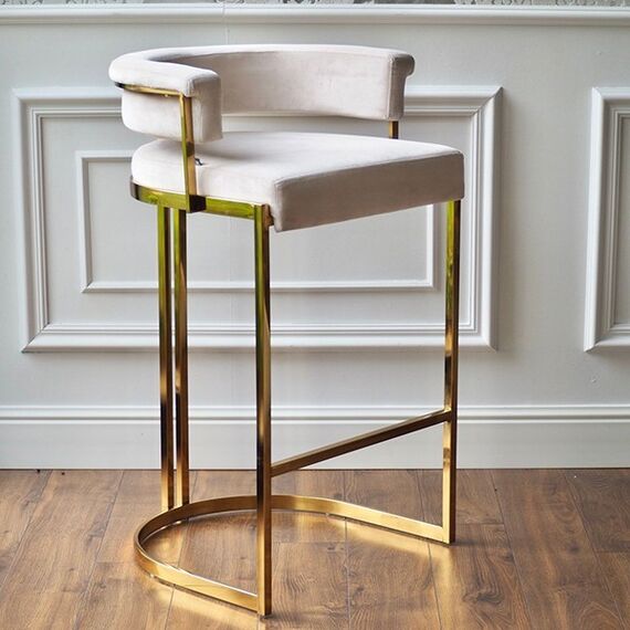 Hoker glamour nowoczesny tapicerowany do jadalni, barku, wyspy złoty beżowy MARCO