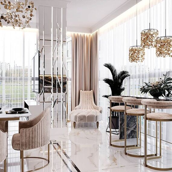 Hoker glamour nowoczesny tapicerowany do jadalni, barku, wyspy złoty beżowy MARCO