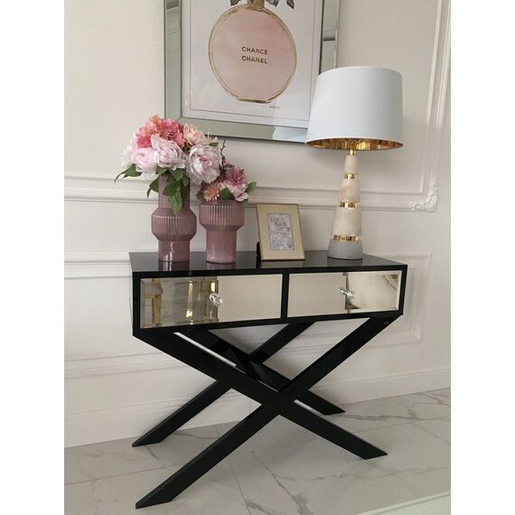 VIKI mirror console, glamorous, modern, black  or white with high gloss silver