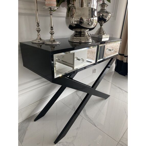 VIKI mirror console, glamorous, modern, black  or white with high gloss silver
