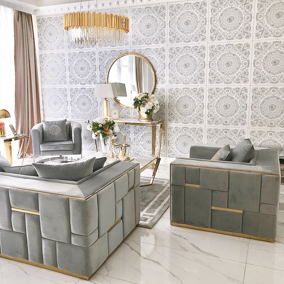 Modern, golden and gray EMPORIO armchair