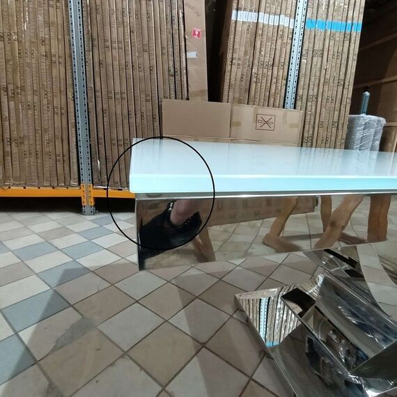 Išskirtinis žavingas stalas valgomajam, modernus, dizaineris, stiklinis stalviršis, sidabrinis ART DECO II OUTLET