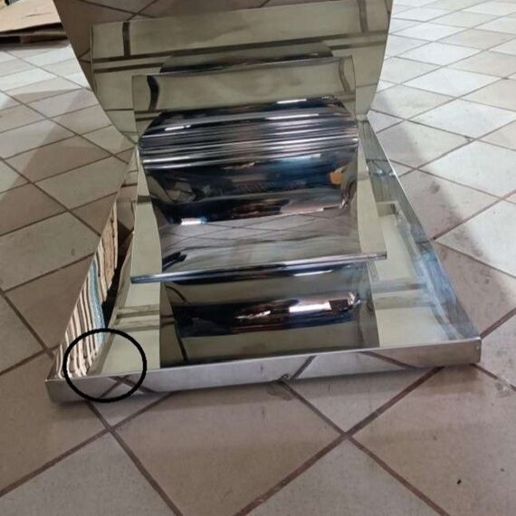 Išskirtinis žavingas stalas valgomajam, modernus, dizaineris, stiklinis stalviršis, sidabrinis ART DECO II OUTLET