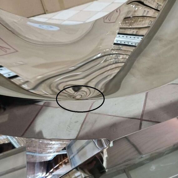 Išskirtinis žavingas stalas valgomajam, modernus, dizaineris, stiklinis stalviršis, sidabrinis ART DECO II OUTLET