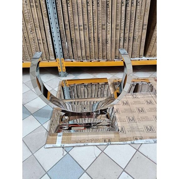 Exclusive modern glamor table for the dining room, white glass, steel top, silver MARCELLO 180cm OUTLET