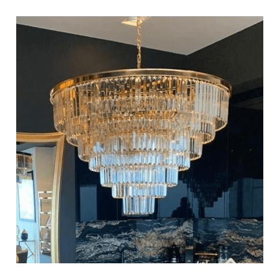 Gold chandelier, pendant lamp, crystal glamor, modern steel, 100 cm GLAMOR GOLD L