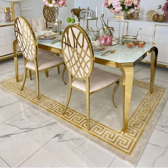 Luxurious carpet with a Greek pattern, classic, beige, gold APOLLO GOLD
