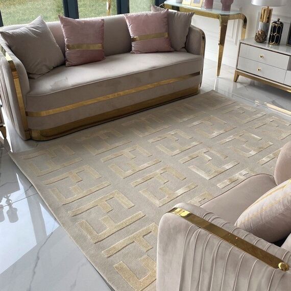 Nowoczesny dywan glamour, do salonu, designerski, beżowy FASHION BEIGE
