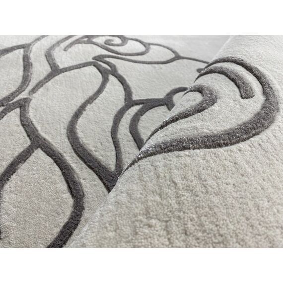 Okrągły dywan z twarzą medusy, do salonu, do jadalni, grecki wzór,  szary MEDUSA SILVER 180cm