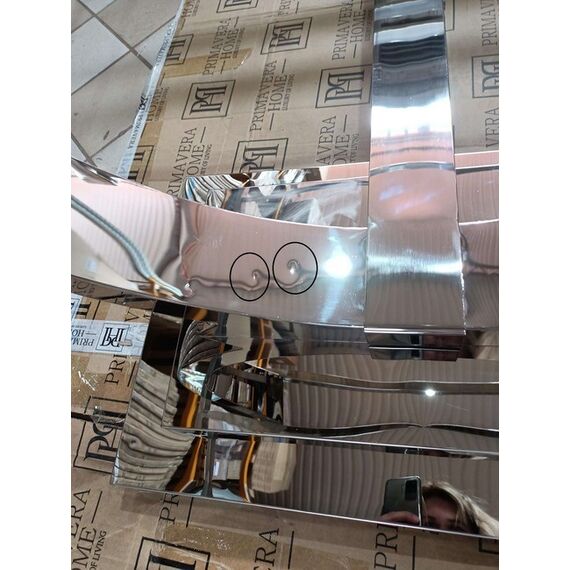 Stół glamour nowoczesny, ekskluzywny do jadalni biały szklany blat stalowy srebrny MARCELLO OUTLET 220cm