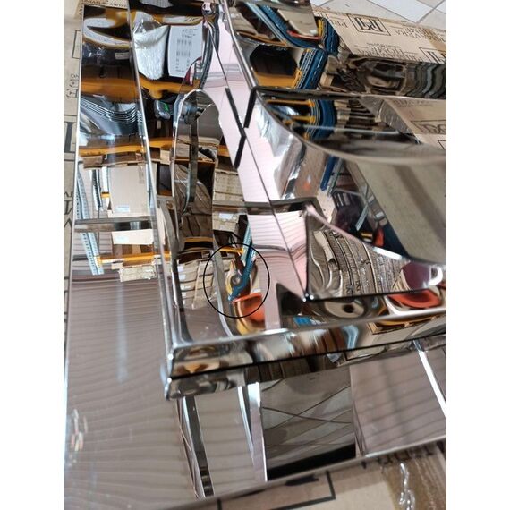 Stół glamour nowoczesny, ekskluzywny do jadalni biały szklany blat stalowy srebrny MARCELLO OUTLET 220cm