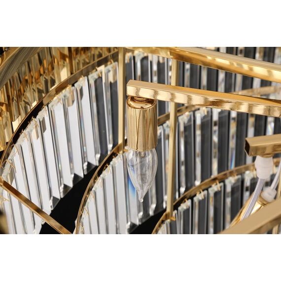 Glamor hanging chandelier, exclusive crystal lamp, round, gold ROYAL