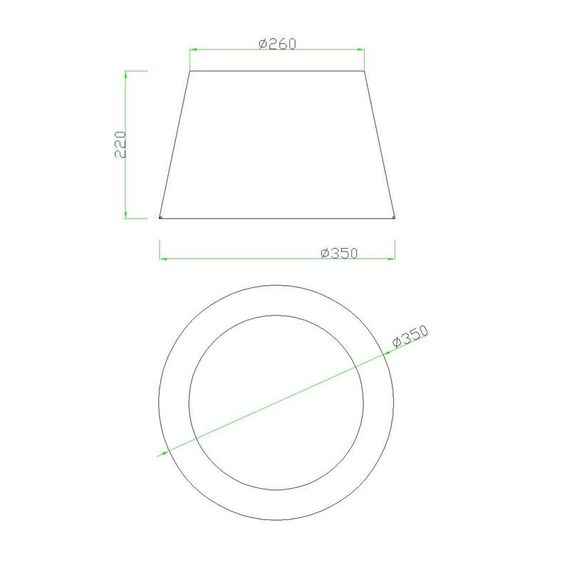 Black lampshade for a glamor table lamp, round conical velor with a gold finish, 35 cm