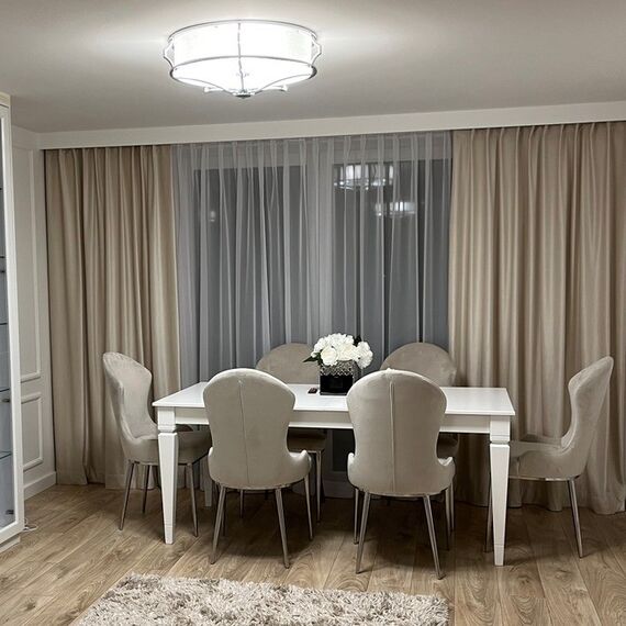 Classic glamor table, wooden, glossy, extendable, varnished for the dining room, New York, white ELEGANCE