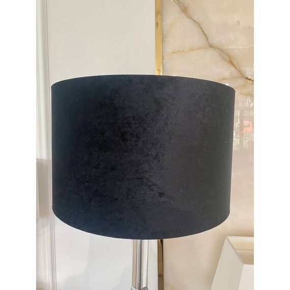 Round velor lampshade, black, gold, XXL cylinder
