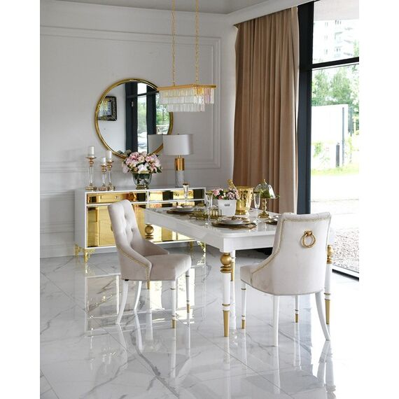 Modern, golden PRINCE glamor chair with a knocker for the dining room