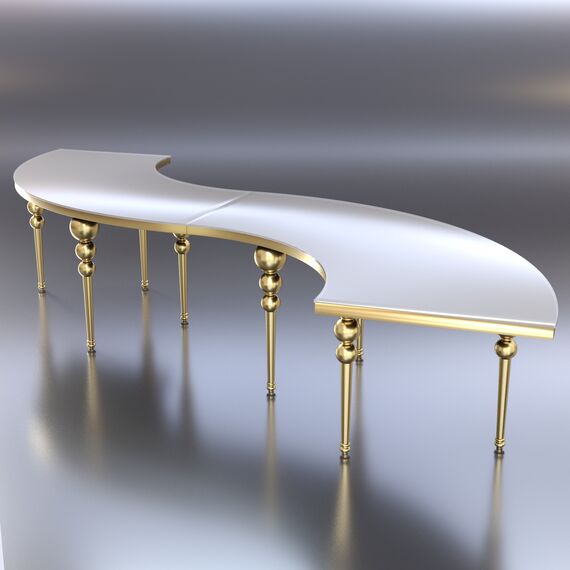 Ekskluzywny stół bankietowy na salę weselną, do hotelu, restauracji złoty biały blat