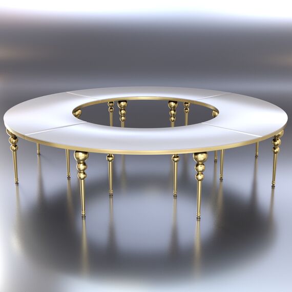 Ekskluzywny stół bankietowy na salę weselną, do hotelu, restauracji złoty biały blat