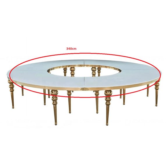 Ekskluzywny stół bankietowy na salę weselną, do hotelu, restauracji złoty biały blat