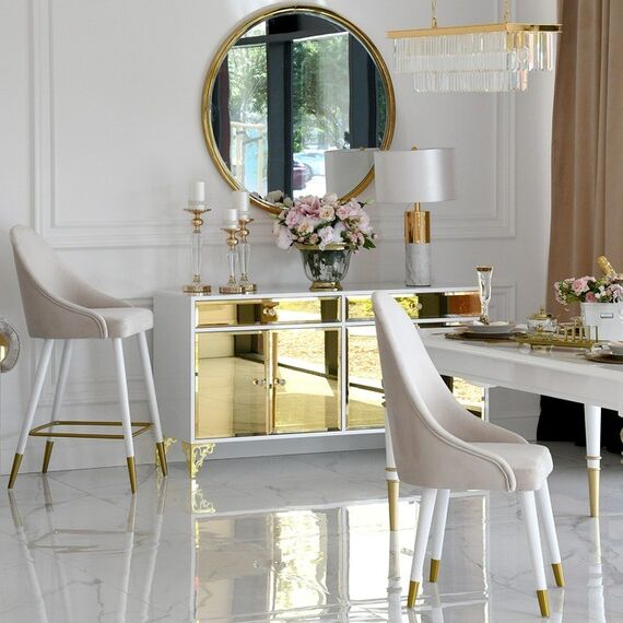 Komoda glamour luksusowa, drewniana, do salonu, do sypialni, drewniana, lakierowana złota designerska VENICE