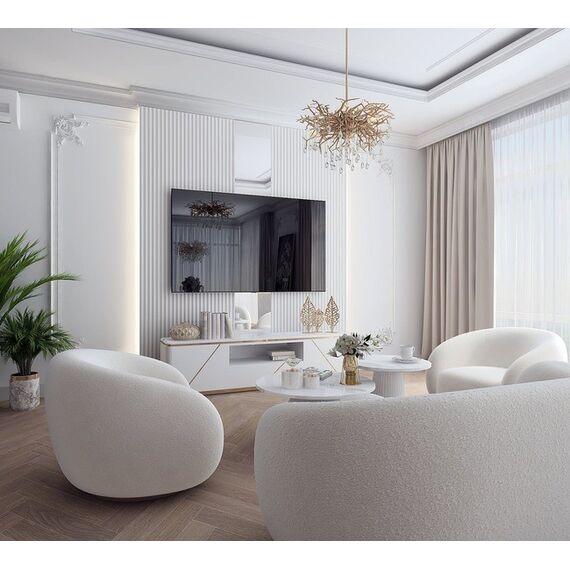 Modern glamor TV cabinet, high gloss, white gold, for TV AVENUE