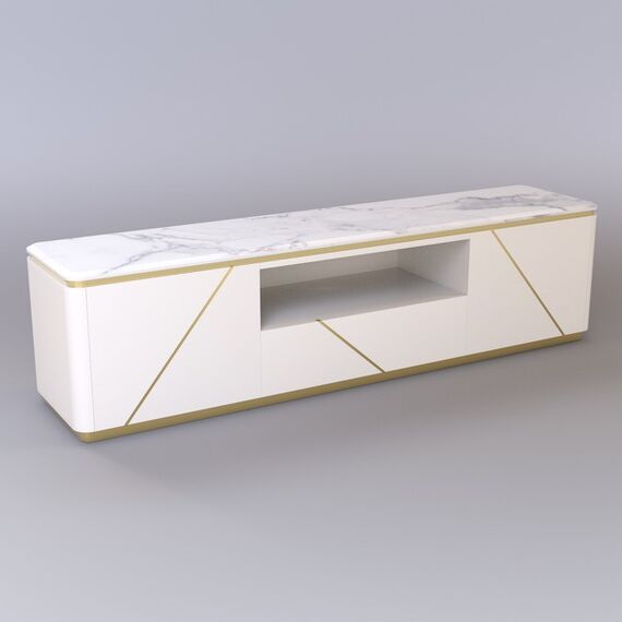 Modern glamor TV cabinet, high gloss, white gold, for TV AVENUE