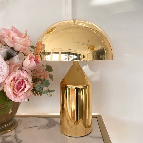 Modern gold metal table lamp in the AURORA GOLD glamor style