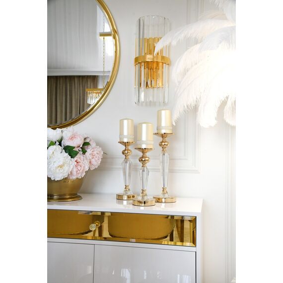 Komoda glamour luksusowa, drewniana, do salonu, do sypialni, drewniana, lakierowana złota designerska VENICE