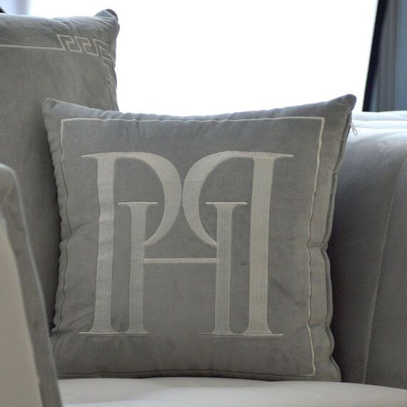 Cushion PH 40x40 with logo in grey fabric
