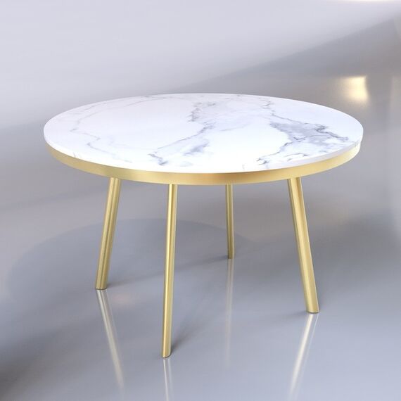 Round table, modern, glamor, white - gold 120 cm SMART