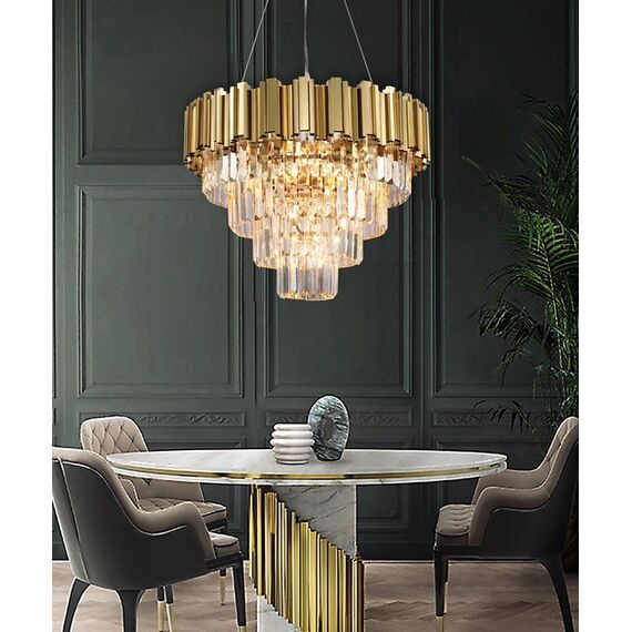 Glamor hanging chandelier, exclusive crystal lamp, round, gold ROYAL