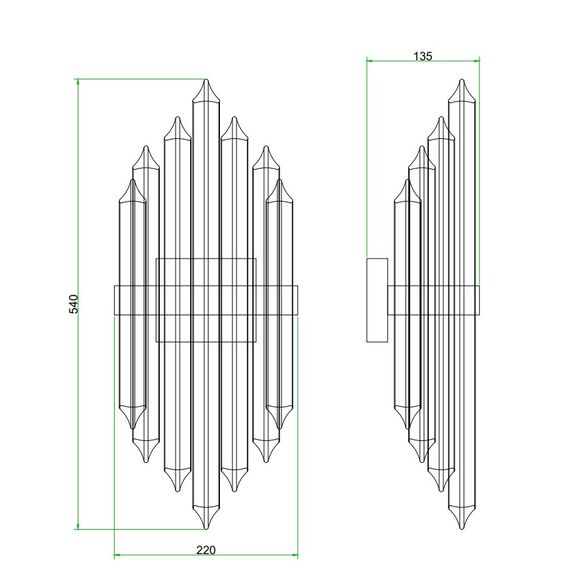 Crystal, gold, glamor wall lamp, designer wall lamp LUCY
