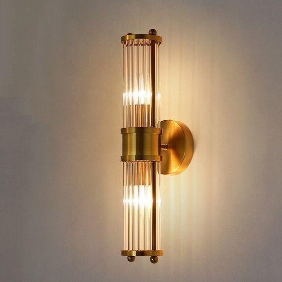 Crystal, gold, glamor, oblong wall lamp, RONALD designer wall lamp