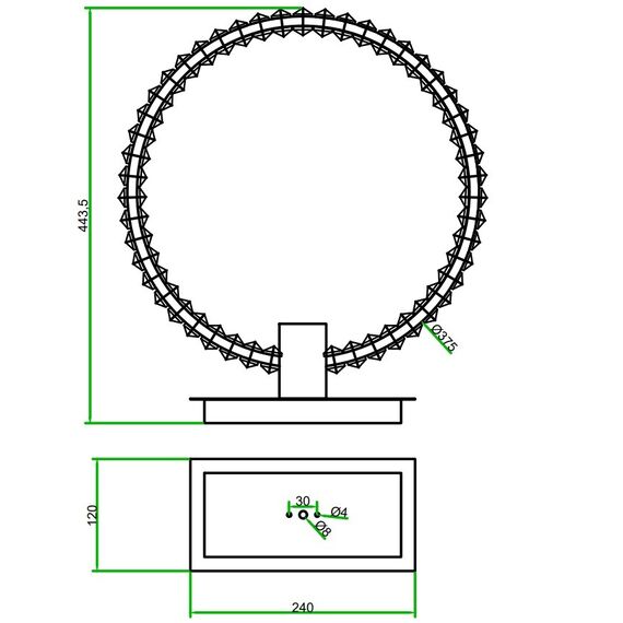Crystal table lamp, ring, gold, glamor bedside lamp, modern, round ECLIPSE