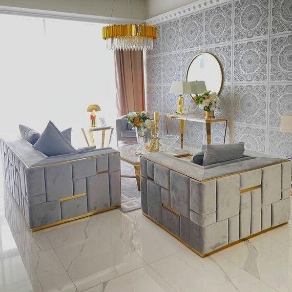 Modern, golden and gray EMPORIO armchair