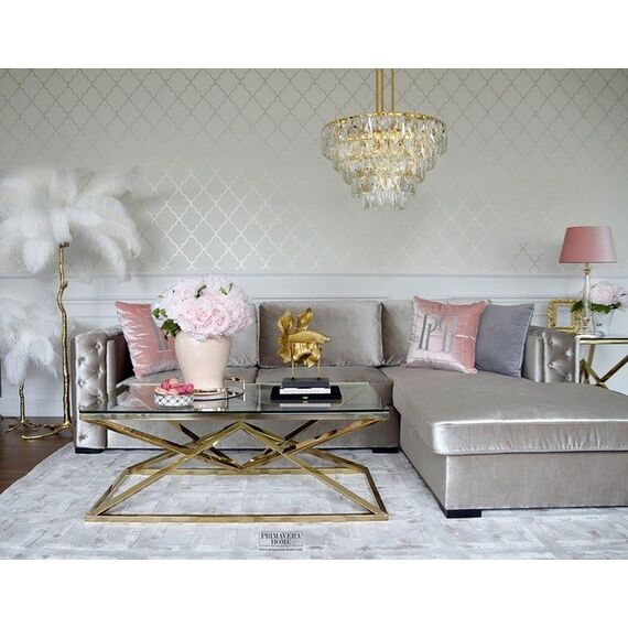 Modern corner sofa for living room, quilted, glamorous, sofa bed, New York QUEEN