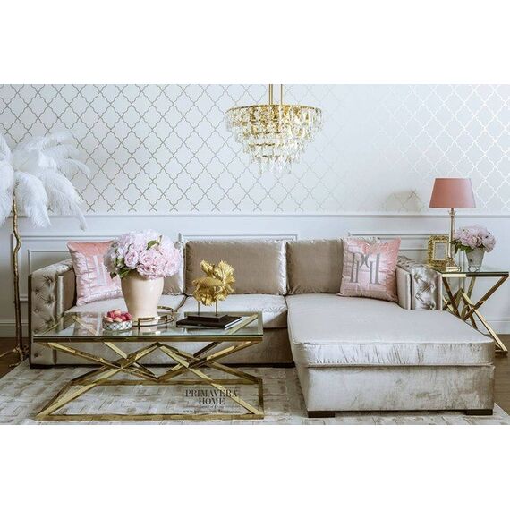 Modern corner sofa for living room, quilted, glamorous, sofa bed, New York QUEEN