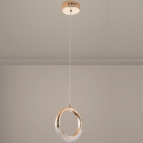 Crystal chandelier, glamor pendant lamp, gold, round, designer, exclusive, single, above the island ROUND SINGLE