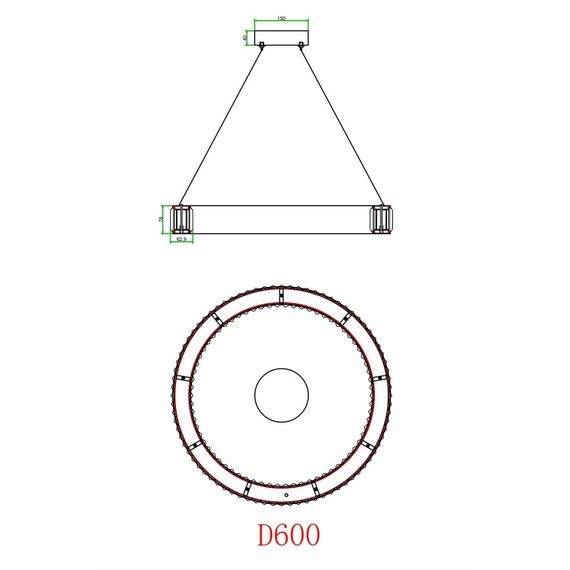 Crystal chandelier, ring, gold, modern glamor pendant lamp for the living room, adjustable ECLIPSE