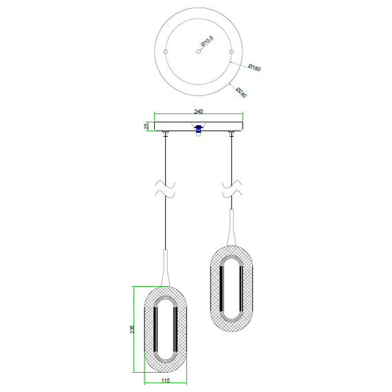 Modern chandelier, glamor pendant lamp, gold, designer, exclusive, hanging plafond VALO DOUBLE