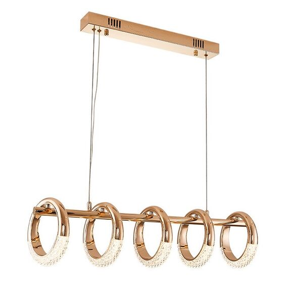 Modern, gold, glamorous chandelier, above the table, above the island, oblong ROUND L