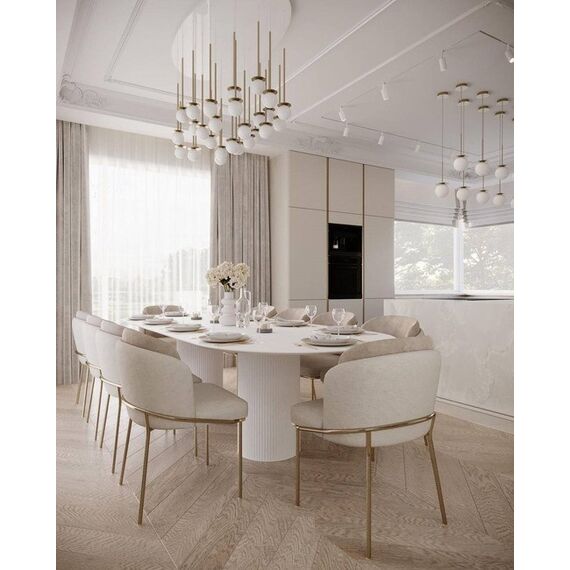 Glamorous dining table, extendable, art deco, wooden, varnished, designer OVALE