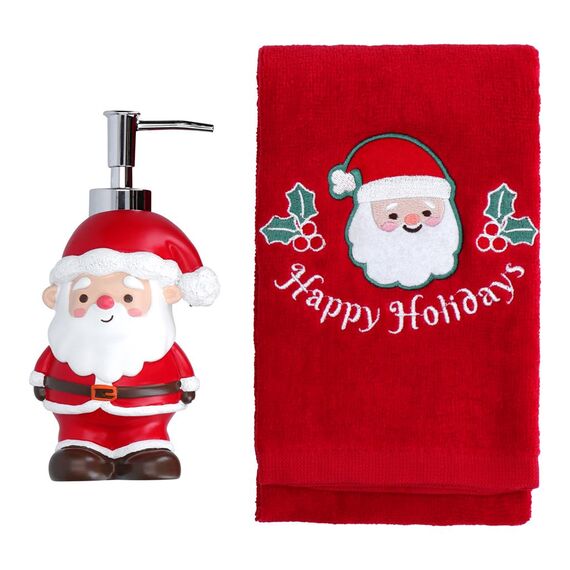 Soap dispenser in the shape of Santa Claus with a towel included