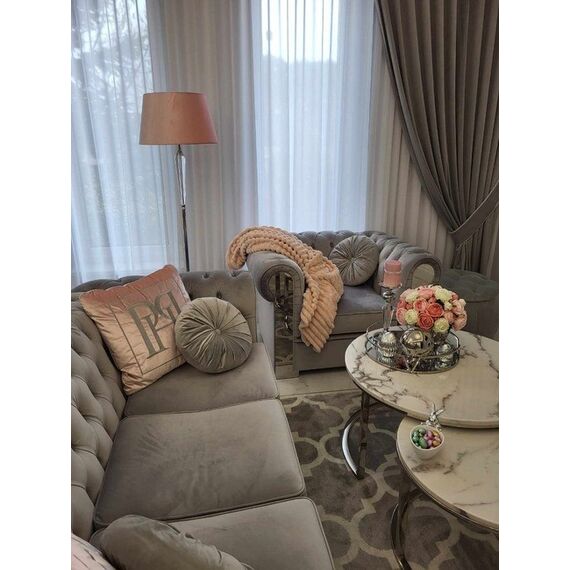 Chesterfield glamour steel velour armchair quilted grey black AVIATOR