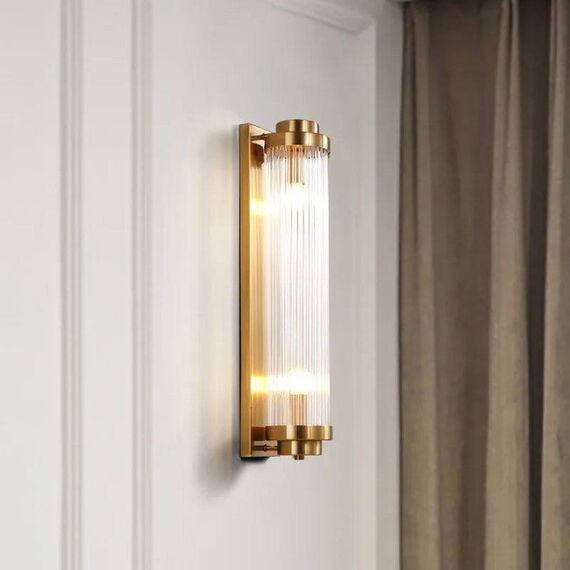 Crystal, gold, glamor, oblong wall lamp, designer wall lamp SOFIA